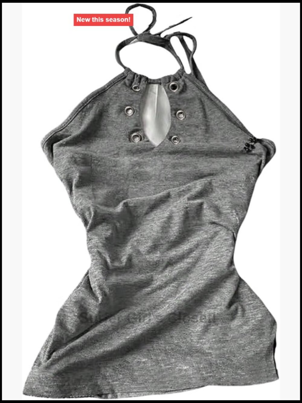Y2K Halter Tank Top with Cut Out and Grommet Eyelet - Going Out Top